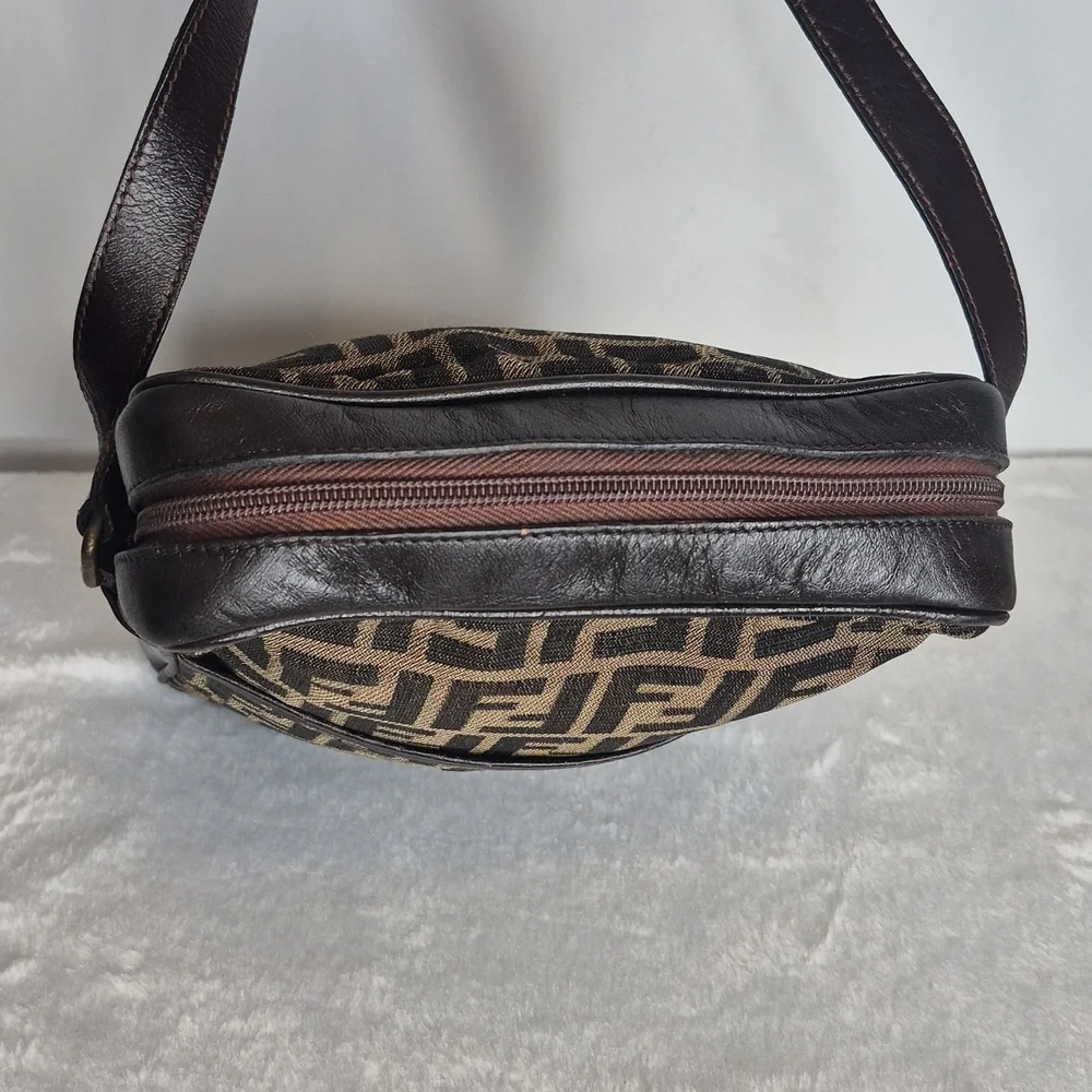 Fendi Vintage Brown Monogram Messenger Bag UNISEX w/Dust Bag & COA